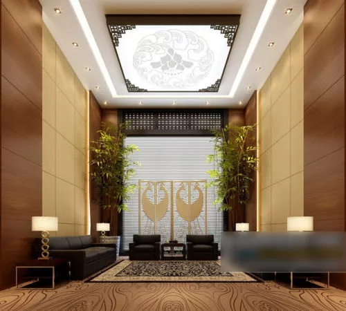 Office Hall Duplex Space With Modern Stair 3d model