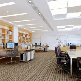 General White Office Workspace 3d model