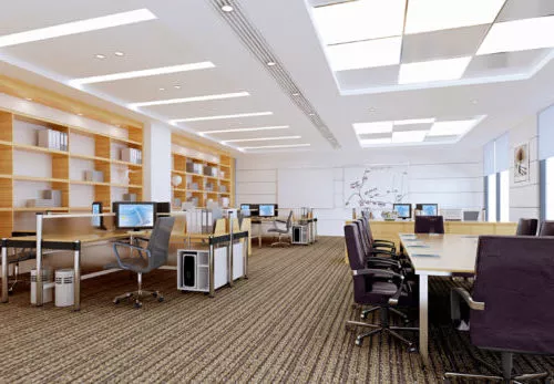 Open Office Space With Cabinet 3d model