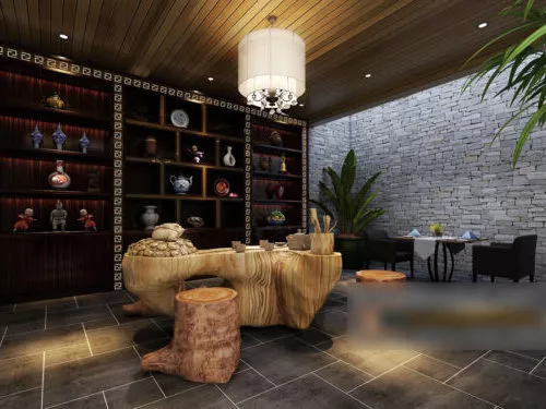 Open Office Space With Cabinet 3d model