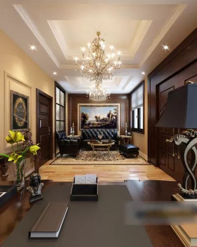 Interior Manager Room With Sofa Chandelier 3d model Interior Manager Room With Sofa Chandelier 3d model