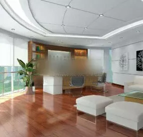 Manager Room Curved Windows Wall 3d model