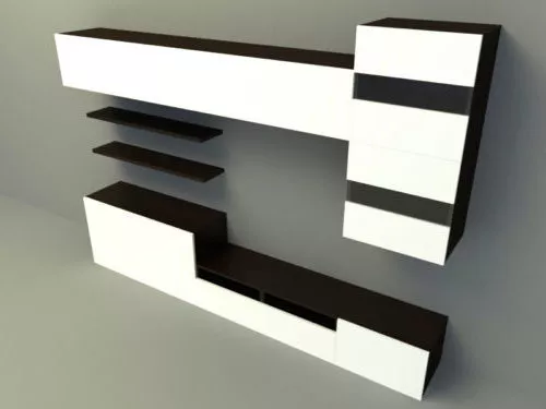 Shelves With Various Decorative, Vase, Book, Potted Plant 3d model