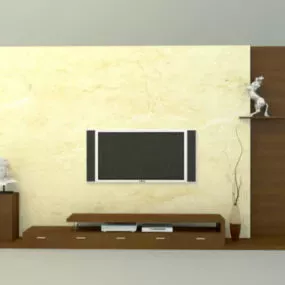 Home Tv Stand With Back Wall 3d model