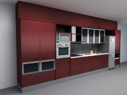 Modern Kitchen Cabinet Set Red Color 3d model Modern Kitchen Cabinet Set Red Color 3d model