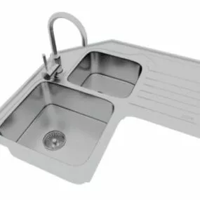Stainless Steel Kitchen Sink V1 3d model