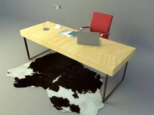 Working Table With Fur Carpet 3d model Working Table With Fur Carpet 3d model