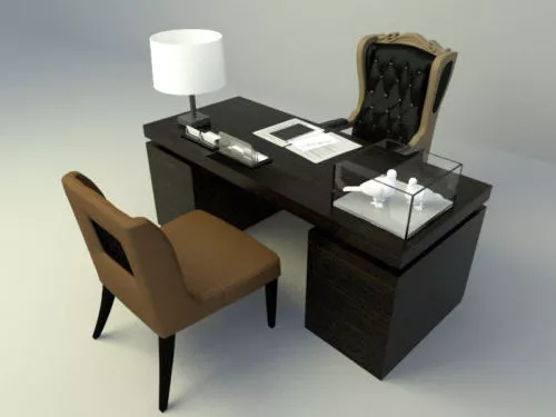Working Table With Chair Lamp 3d model Working Table With Chair Lamp 3d model