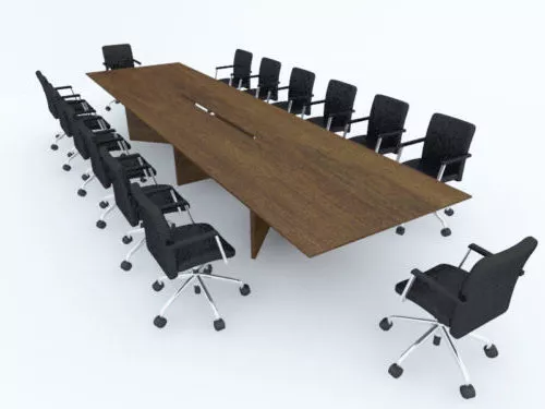 Wooden Meeting Table Set 3d model Wooden Meeting Table Set 3d model