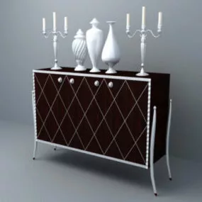 Low Display Cabinet With Decoration 3d model