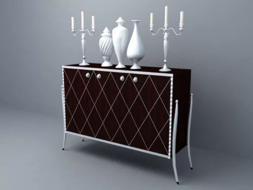 Low Display Cabinet With Decoration 3d model Low Display Cabinet With Decoration 3d model