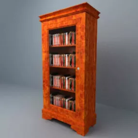 Red Wood Book Cabinet 3d model