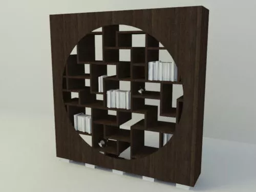 Black Bookcase With Book, Bird Decorative 3d model
