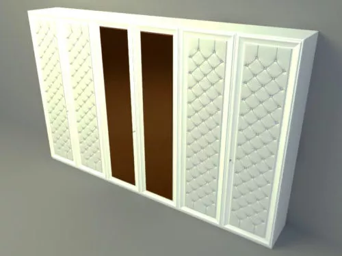 Wardrobe With Mirror Red Panel 3d model