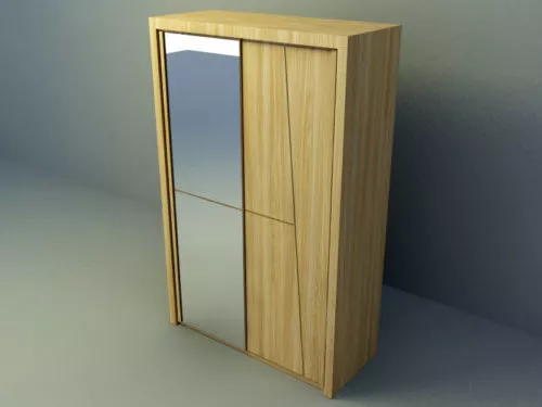 Floor Mirror With Wood Stand 3d model