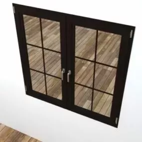 Black Frame Glass Window 3d model