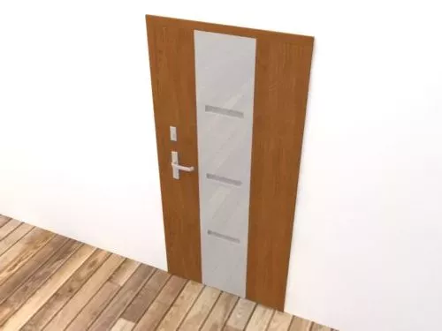Single Door Carved Lines 3d model