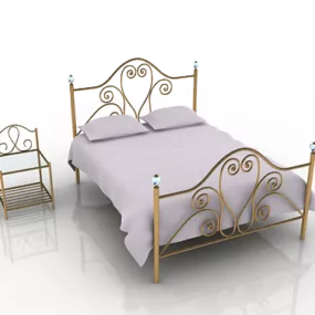 Antique Iron Bed V1 3d model