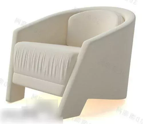 Simple Curved Sofa Chair White Color 3d model Simple Curved Sofa Chair White Color 3d model