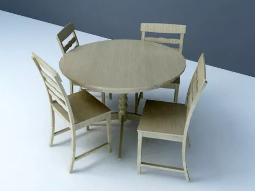 Rustic Dining Room Chair Table Set 3d model