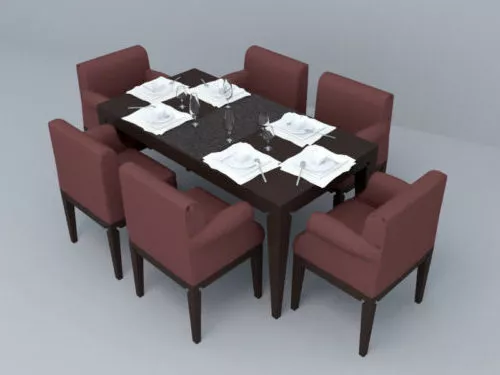 Home Full Dining Set 3d model Home Full Dining Set 3d model