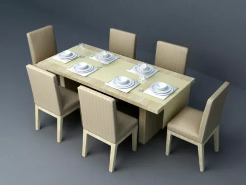 6 Chairs Dining Set 3d model 6 Chairs Dining Set 3d model