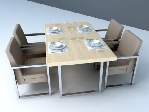 4 Chairs Dining Set 3d model 4 Chairs Dining Set 3d model