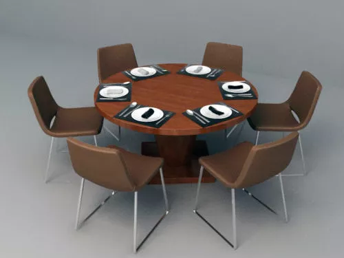 Round Table Dining Set 3d model Round Table Dining Set 3d model