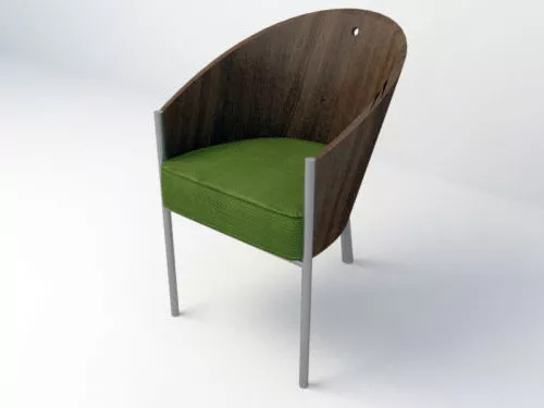 Ash Wooden Seat With Round Upholstery 3d model