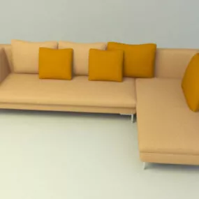 Mẫu ghế sofa hình chữ L màu nâu vải 3d