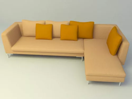 L Shape Sofa Brown Fabric 3d model L Shape Sofa Brown Fabric 3d model
