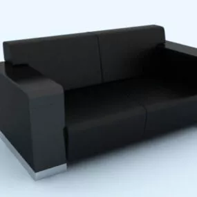 2 Seaters Black Sofa 3d model