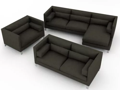 Black Leather Sofa Sets 3d model Black Leather Sofa Sets 3d model