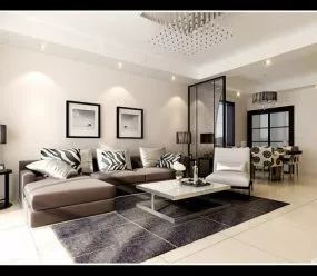 Modern White Living Room 3d model