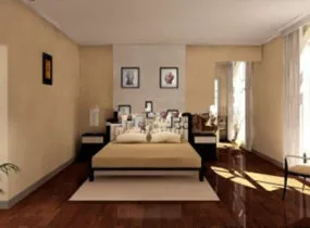 Simple Bedroom Decor Interior 3d model
