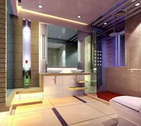 Modern Simple Glass Bathroom Interior 3d model