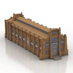 retro station Building 3d model retro station Building 3d model