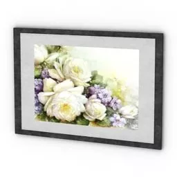 Flower Picture With Frame 3d model