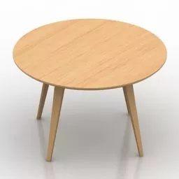 Wooden Table Round Style 3d model