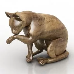 Figurine Cat On Table 3d model