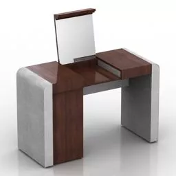 Bedroom Dressing Table With Rectangular Mirror 3d model