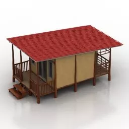 Rustic Cottage Abandoned House 3d model