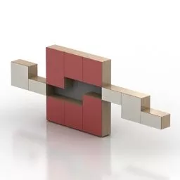 Red Cubo Style Tv Rack 3d model