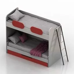 Child Bunk Bed With Stair 3d model