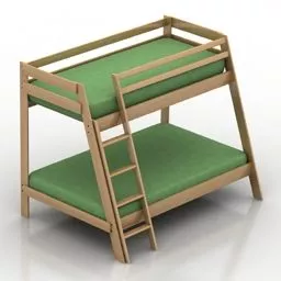 Wooden Bed Bunk Style 3d model