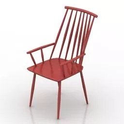 Wooden Red Chair 3d model