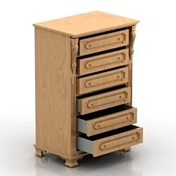 Wood Locker 6 Drawers 3d model
