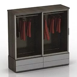 Wardrobe With Clothes 3d model