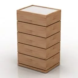 Wood Locker 5 Drawers 3d model