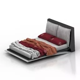 Hotel Double Bed Decor 3d model